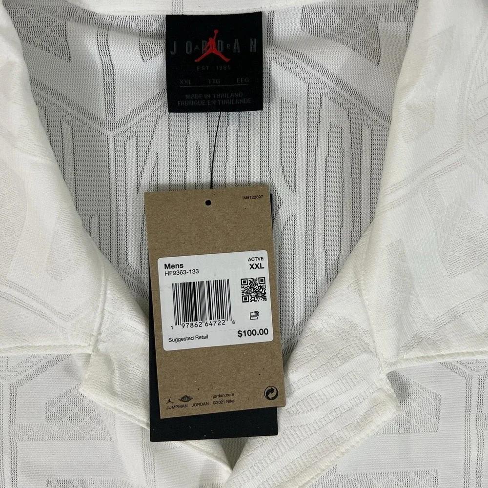 Nike Jordan Flight 2XL Short-Sleeve Knit Monogram Sail White HF9363-133 NWT $100